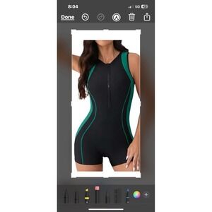 Altraco One Piece‎ Swimsuits Women Front Zip Modest Boyleg Bathing Suit Small